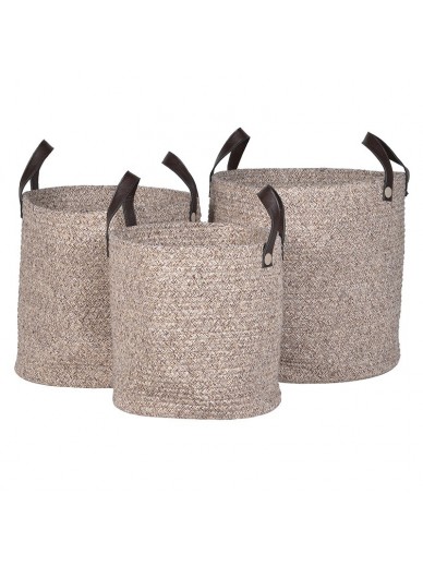 Set of 3 Rope Baskets with Handles