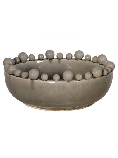 Grey Bowl with Balls on Rim