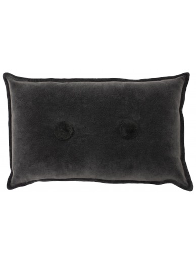Boho Bobble Velvet Cushion Charcoal