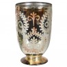 Etched Gold Distressed Glass Hurricane