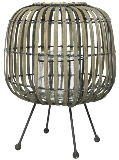 Iron Footed Bamboo Candle Holder