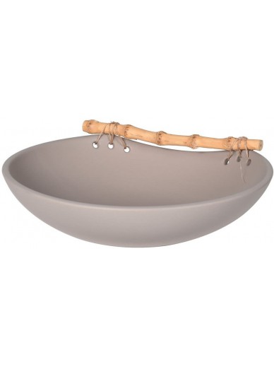 Ceramic Bowl With Bamboo Handle