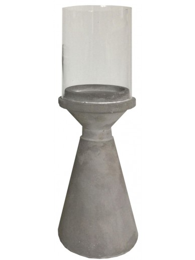 Concrete Candle Holder With Glass Top 20.5cm
