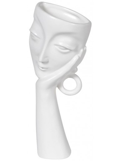 White Tilted Face Vase