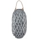 GREY WOVEN LANTERN WITH ROPE HANDLE 49CM
