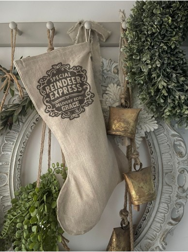 Personalised Linen Christmas Stocking