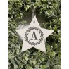 Personalised Ceramic Star Christmas Decoration Wreath Initial